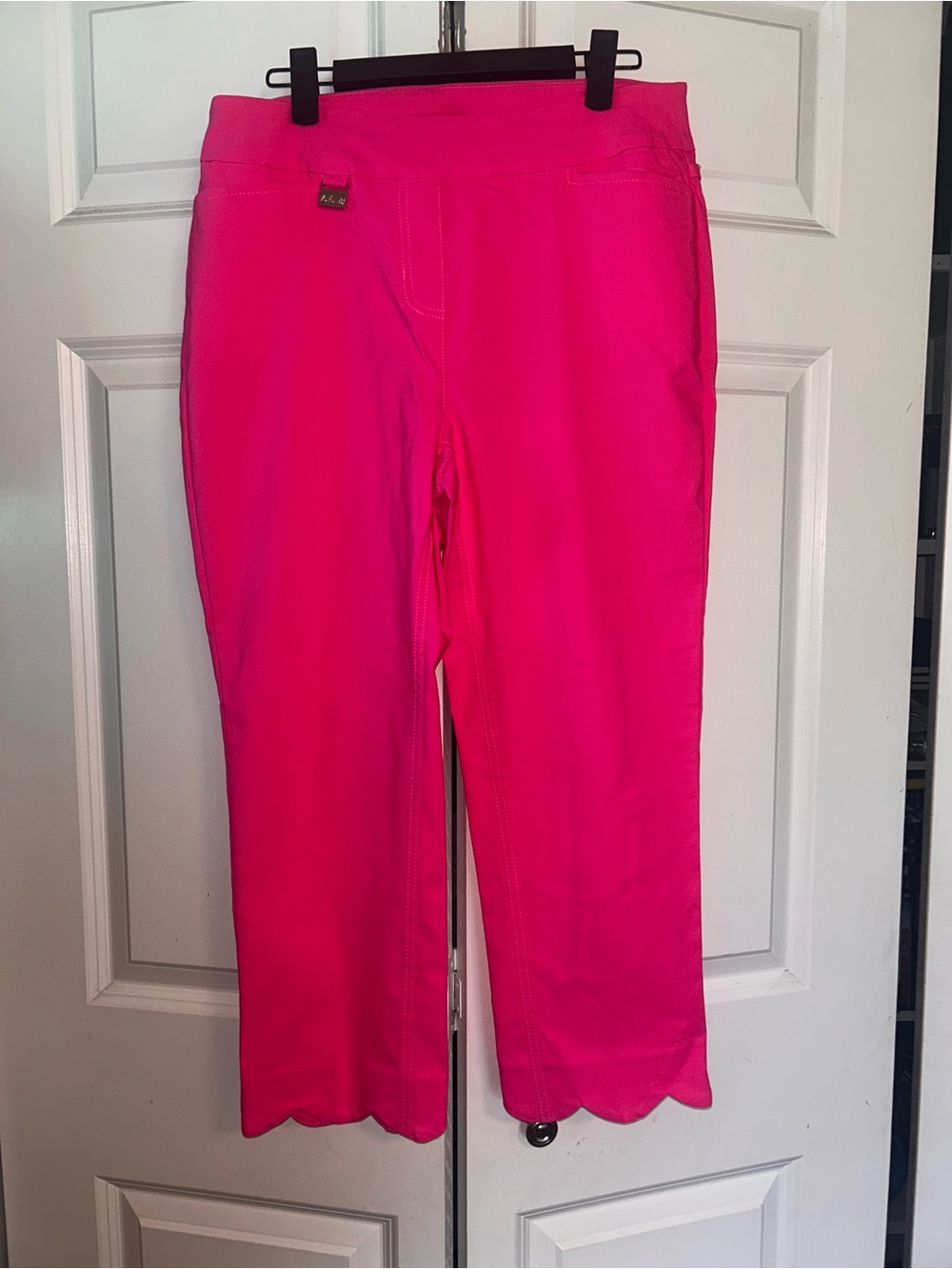 Lulu-B Hot Pink Scallop-Hem Stretch Pants